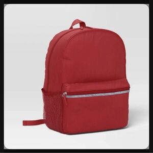 Red Backpack with Mesh Pocket